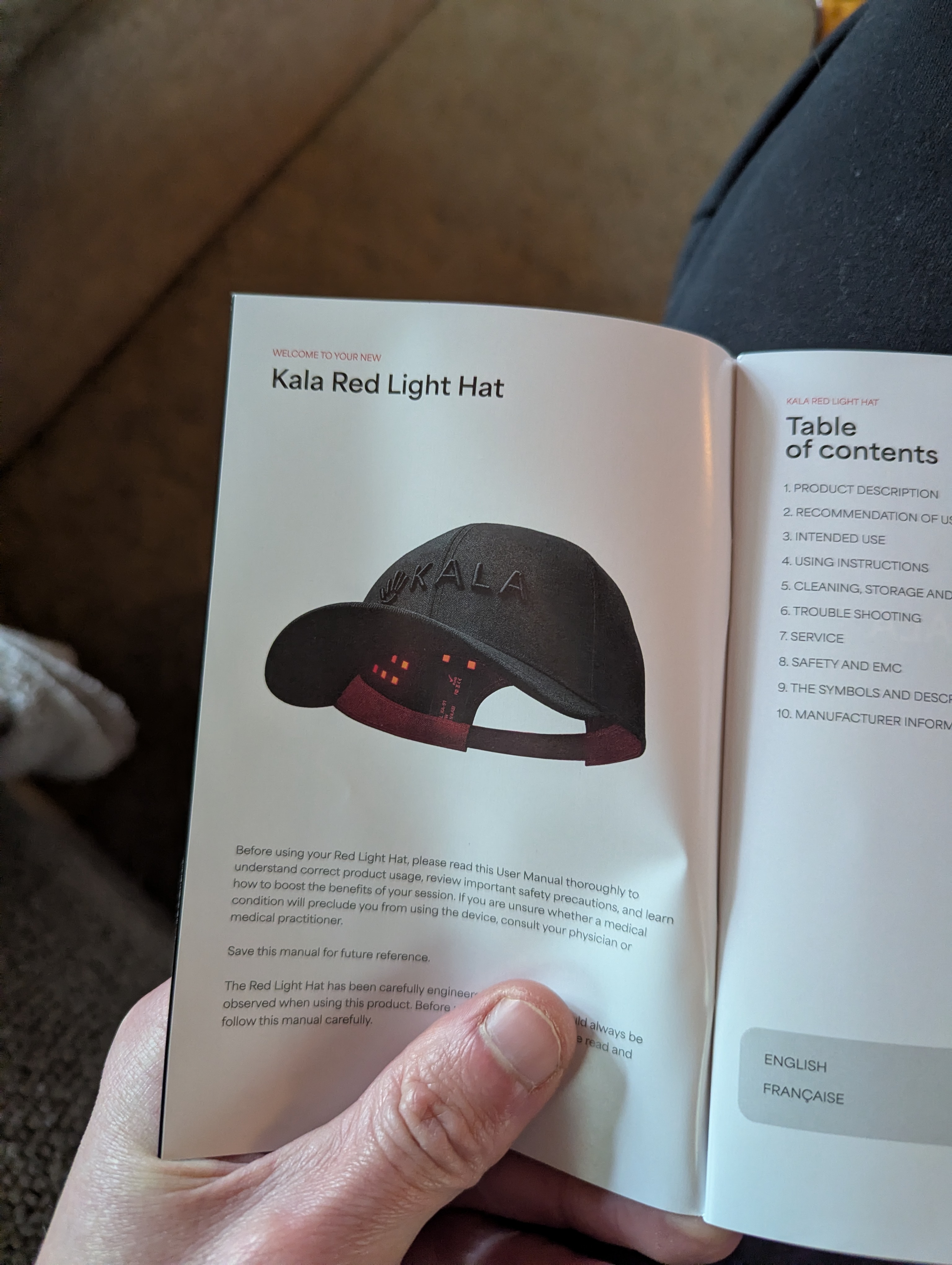 Active red light mode glowing inside the cap