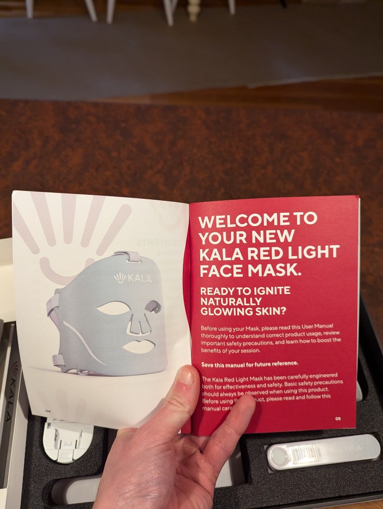 Kala Red Light Mask User Guide and Controller in Box